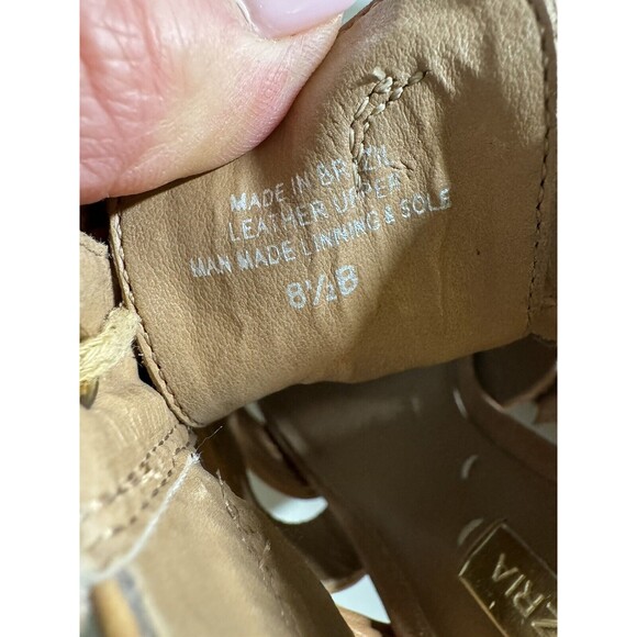 BCBG maxazaria Heels Shoes Gladiator Lace Up Woven Brown Peep Toe Boho Size 8.5 - Picture 14 of 14